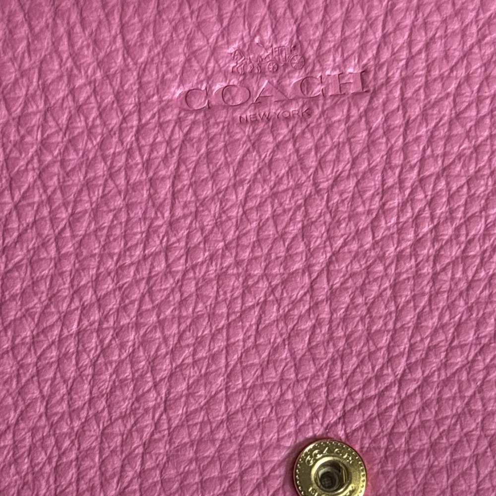 COACH Anna Foldover Crossbody Clutch Pink Pebble Leather Trompe L'oeil CH181 - Picture 14 of 16